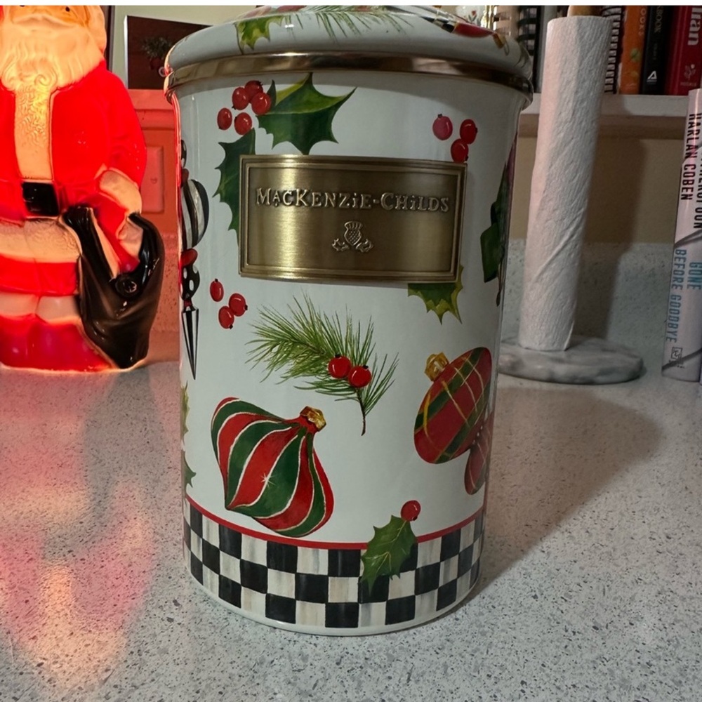 MacKenzie-Childs Deck The Halls Canister- SMALL